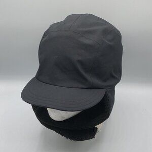 LL Bean Goretex Fleece Lined Ear Flap Trapper Cap Duckbill Black Hat Size S/M